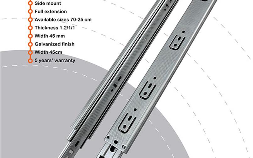 ریل سه تیکه ساچمه ای کابینت ساده rail 